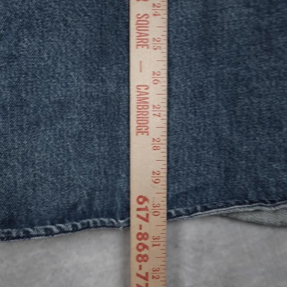 Levis Shirt Jacket Mens Medium Blue Denim Hooded Snap Front Workwear Shacket - Picture 13 of 15